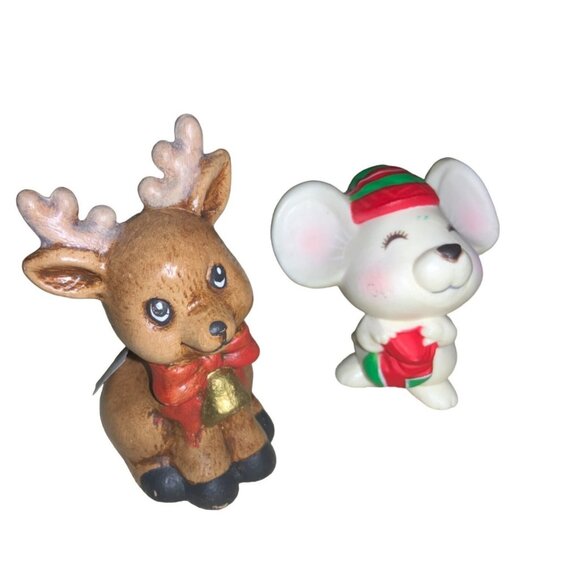 Mouse and Deer Christmas Décor figurines - Picture 1 of 11